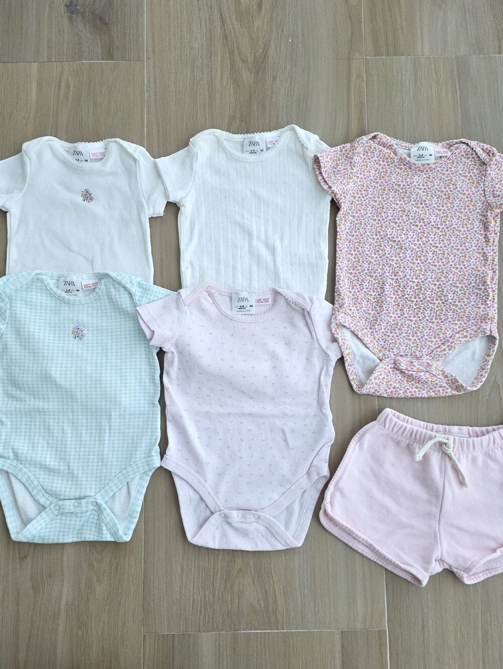 Zara Baby 3-6M Bundle | 5 Bodys + Pink Shorts